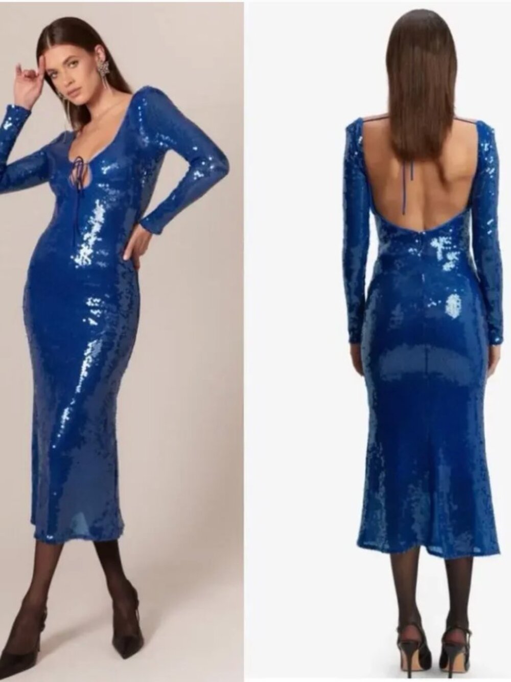 Bardot Verona Liquid Sequin midi dress Cobalt blue Party Formal size 8